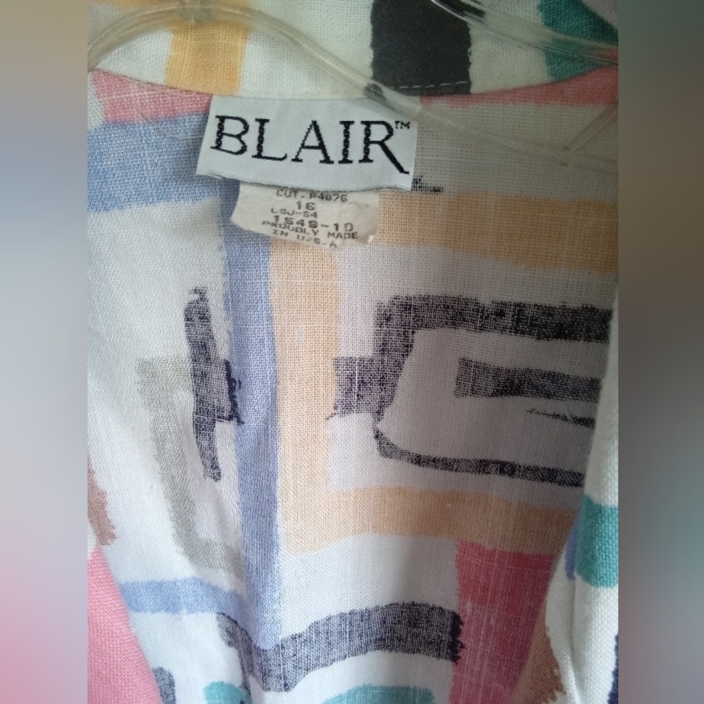 Blair Women's Colorful Geometric Blazer Vintage 16 - Picture 3 of 11